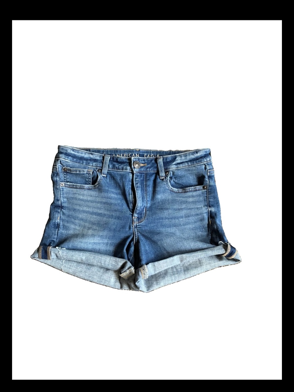 American Eagle Outfitters Blue Rolled Cuff Denim Shorts